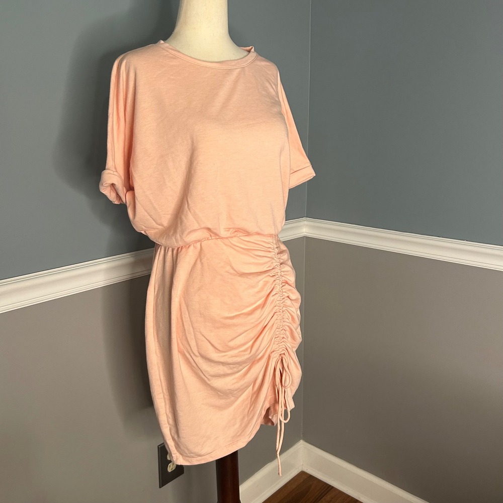 Express‎ T-Shirt Dress Ruched Drawstring Bodycon Casual Pink Small